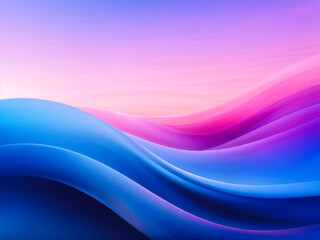 Fototapeta premium Abstract digital gradient artwork featuring smooth curves and seamless transitions between vibrant pink, purple, and blue hues, creating a calming flow. Generative AI