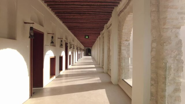 Walking through traditional Emirati hallway
