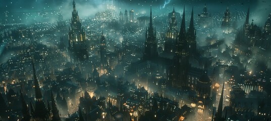 Vibrant cyberpunk cityscape at night with neon lights and holographic advertisements