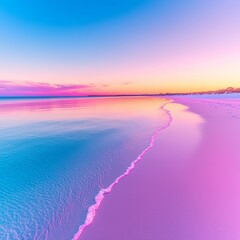 Fototapeta premium Serene Pink Sunset Beachscape at Twilight's Embrace
