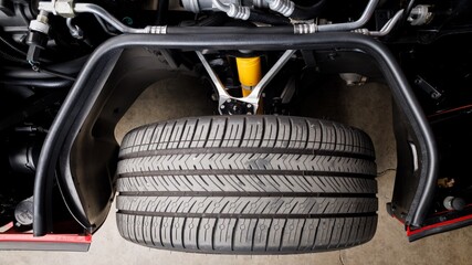 A car tire from above