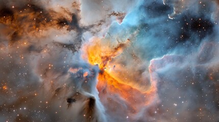 Obraz premium Blue nebula with swirling starlight and electric hues