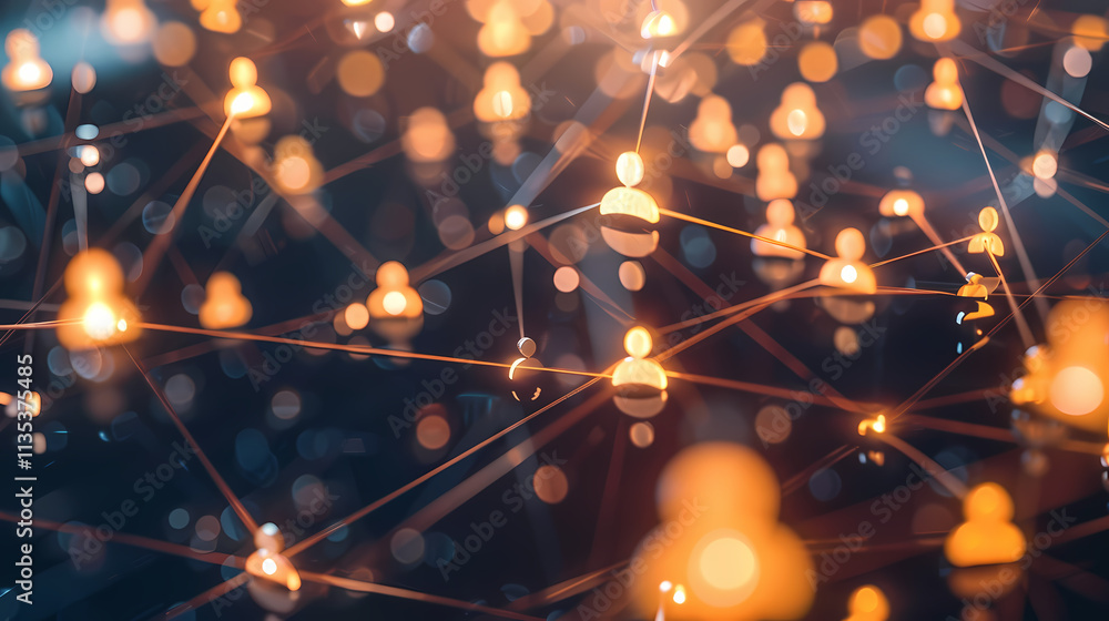 Aufkleber illuminated network: abstract image depicting a network of interconnected glowing nodes, symbolizing