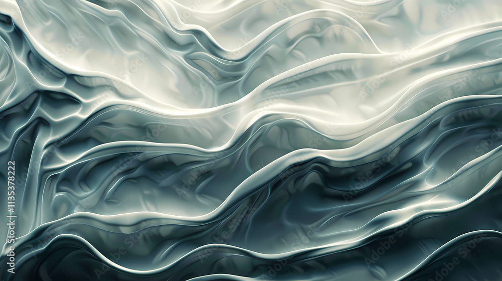 Poster abstract waves: a mesmerizing abstract image of undulating, flowing waves, rendered in cool, calming