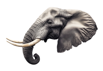 Majestic elephant head showcasing detailed features and textures in a striking portrait
