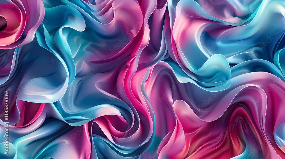 Aufkleber abstract swirls of color: an ethereal tapestry of vibrant pink, blue, and turquoise swirls, creating