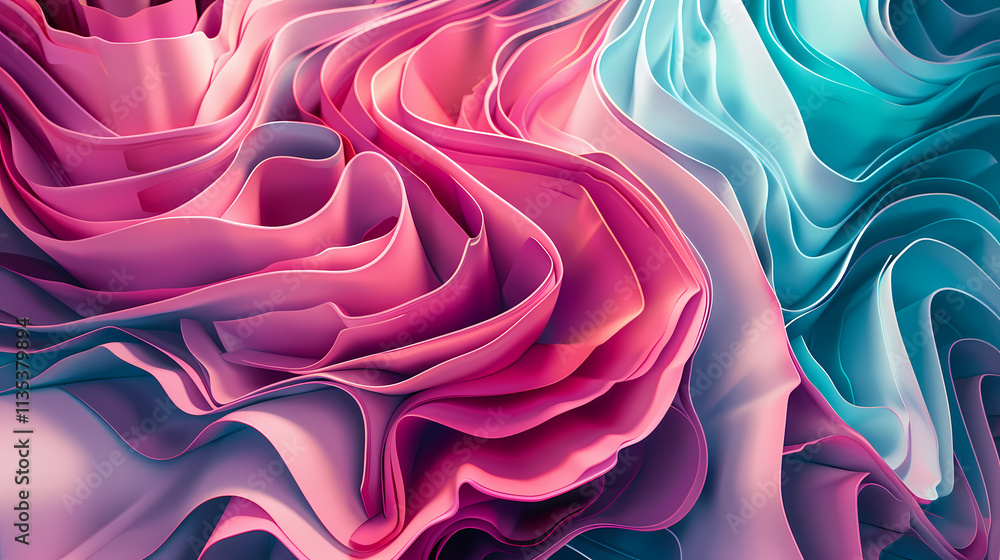 Aufkleber abstract pastel fabric drape: swirls of soft pink, purple, and teal fabric create an abstract patter