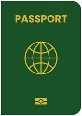 Green Passport with World Icon for Travel