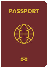 Red Passport with World Icon for Travel