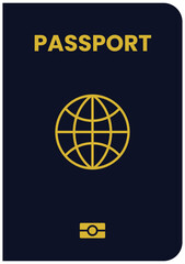 Black Passport with World Icon for Travel