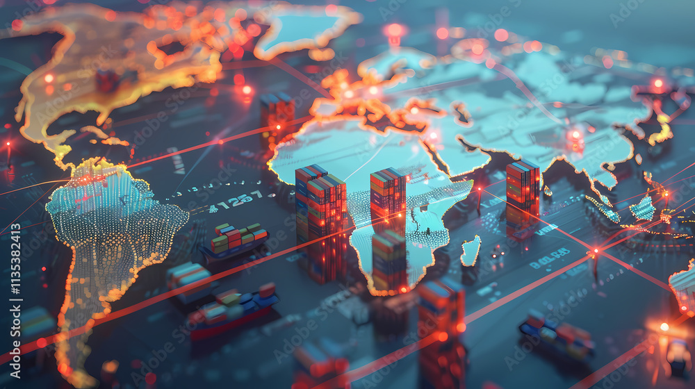 Poster global network: a futuristic and captivating visual representing the interconnectedness of the world