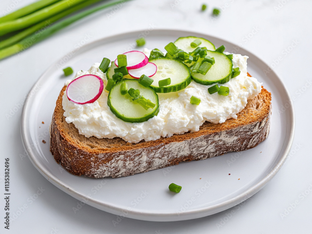 Sticker sandwich with cottage cheese and cucumber