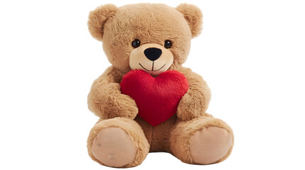 Obraz premium Cute Teddy Bear Holding Red Heart Valentine s Day Plush Toy Love Romance Gift Soft