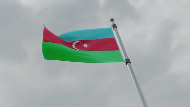 azerbaijan country flag waving