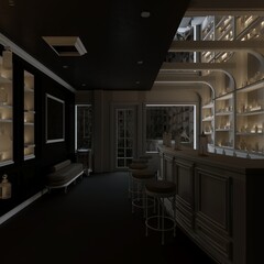 3d render bar restaurant club interior