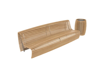wooden bench, 3d rendering