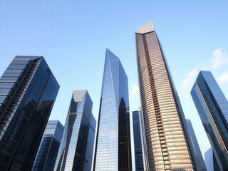 Naklejka premium Futuristic skyscraper design evolution showcasing sleek lines and innovative materials, skyscraper, evolution, design