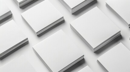 Fototapeta premium A collection of blank white sheets stacked in neat arrangements for various uses.