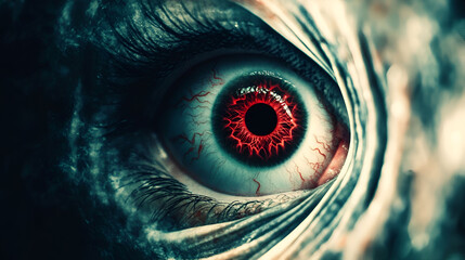 A Close Up Of A Fiery Red Evil Eye