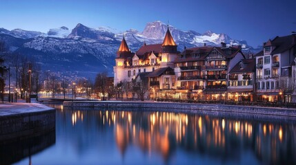 Fototapeta premium Enchanting European Cityscape at Dusk