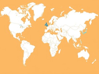 World political map with blue and white colors showing countries and boundaries, political, world map, cartography