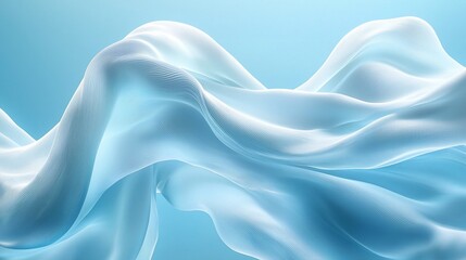 Obraz premium Abstract flowing light blue fabric waves.