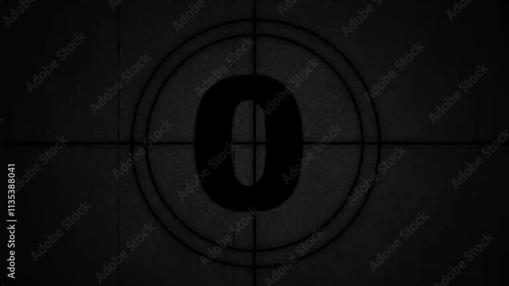 Poster countdown timer 5 seconds animation retro projector style from ten to zero, in 4k ,retro vintage sty