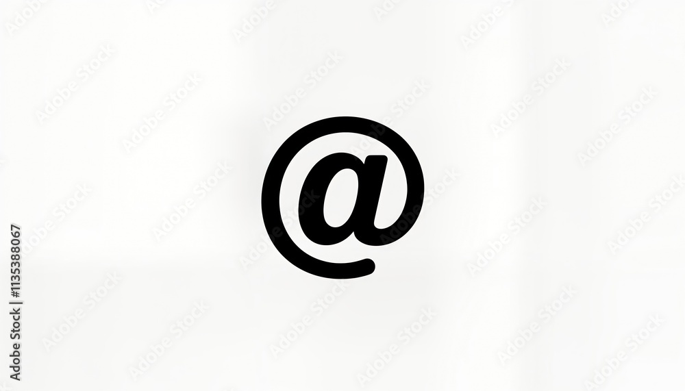 Poster simple black at symbol graphic on white background. minimalist design for email communication symbol
