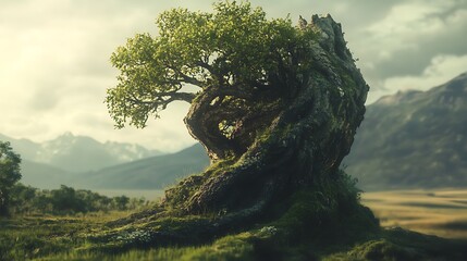Mystical ancient tree, nature, fantasy, landscape, environment, serenity