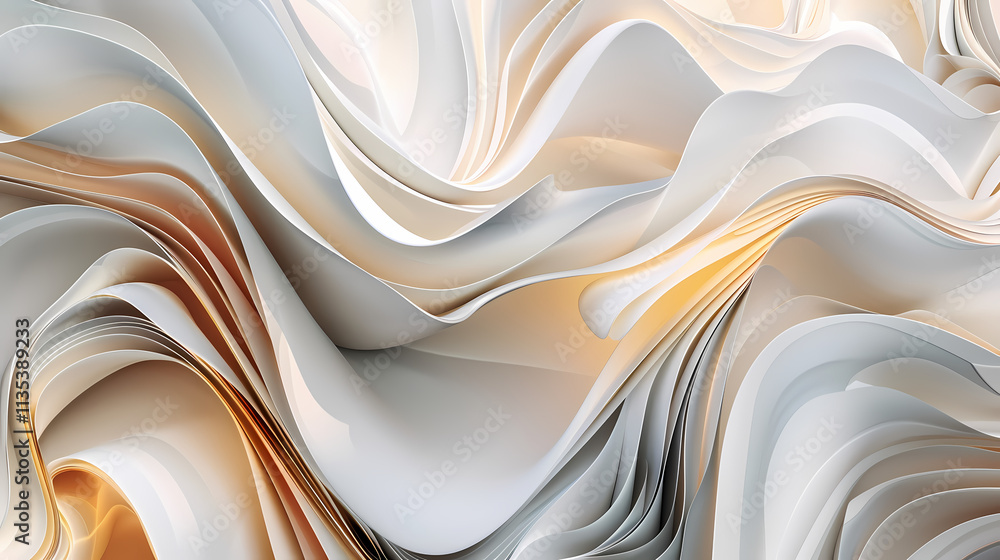 Poster abstract paper swirls: a captivating image featuring swirling layers of creamy white and soft orange