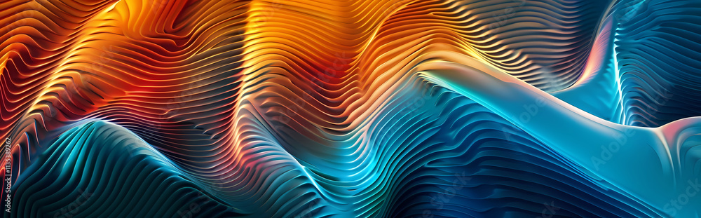 Poster abstract waves of color: a mesmerizing abstract background featuring flowing waves of vibrant orange