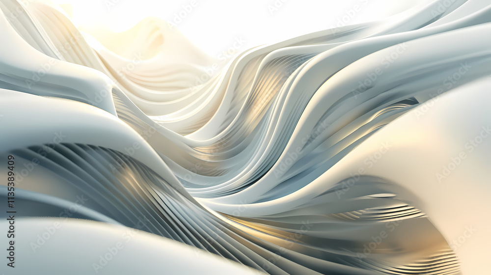 Aufkleber abstract silver waves: a mesmerizing digital rendering of flowing, abstract silver waves creating a 