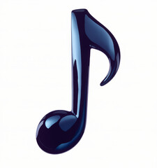 Shiny bold 3d glossy black musical note. Classic black treble note symbol for audio melody or music...