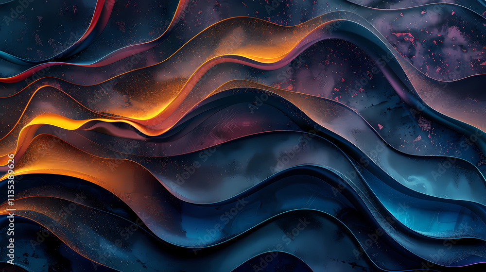 Poster abstract swirls: a mesmerizing abstract background with flowing, undulating shapes in shades of deep