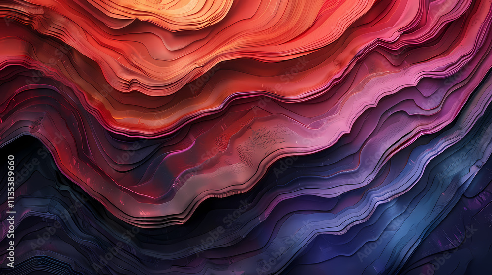 Aufkleber abstract waves of color: an abstract, digitally created image of overlapping waves of vibrant color,