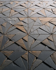 Abstract stone texture with geometric triangular layout. Origami style geometric textured pattern wallpaper background with intricate ornate details.