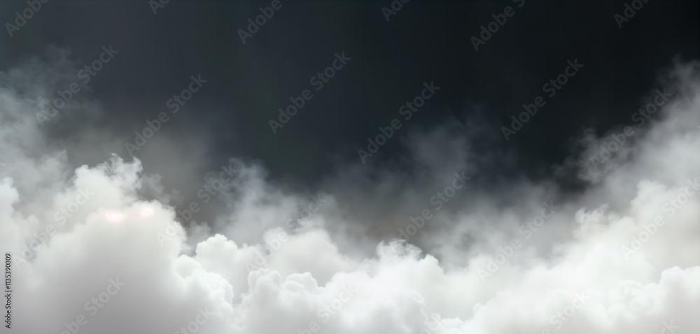 Aufkleber Abstract illustration of white clouds fog on dark background. Soft white clouds layer over dark area. Looks like dramatic sky effect. Suitable as backdrop for various creative projects. Ideal for