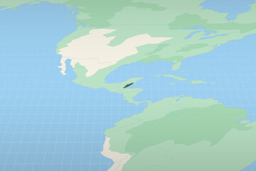 Belize highlighted on a detailed map, geographic location of Belize.