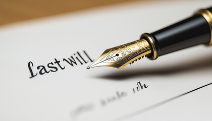 Elegant Fountain Pen Writing Last Will Document
