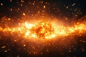 Obraz premium Explosive Energy Burst in Dark Space