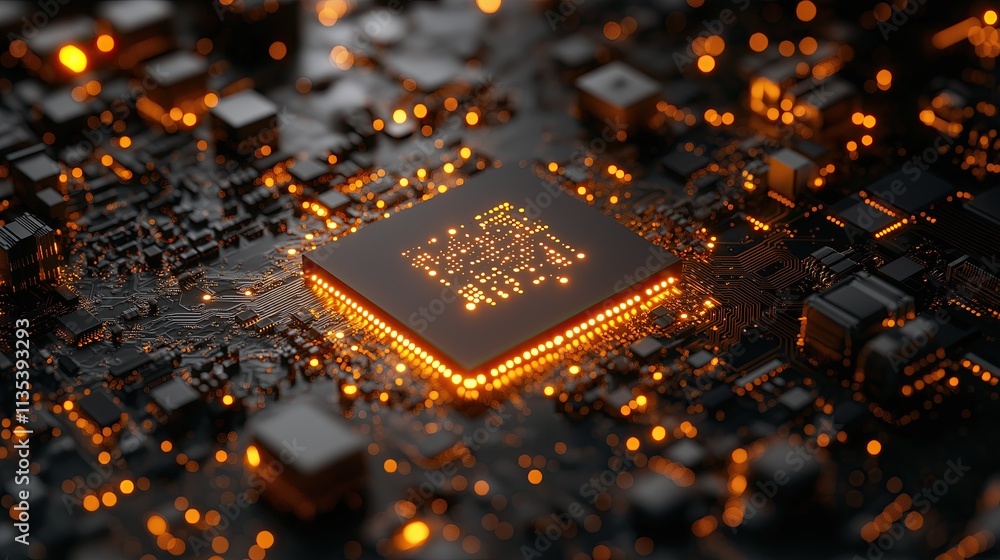 Poster high-resolution close-up of a computer processor circuit board