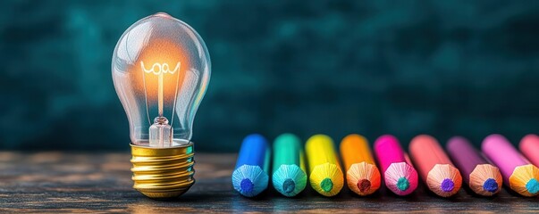 Innovation creative ideas cartoon drawing colored pastel