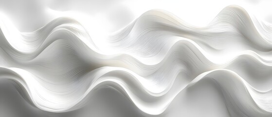 Obraz premium An abstract composition featuring flowing waves of white fabric creating a serene and calming atmosphere, evoking a sense of tranquility and elegance.