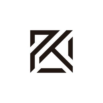 letter ptk simple geometric square lines logo vector