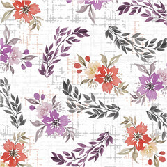 Floral watercolor with leaves pattern