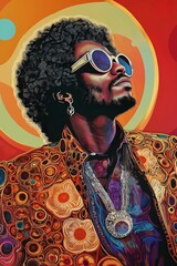 Obraz premium Retro Soul Portrait: Capturing the essence of Afro-women vibes in vintage tones.