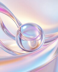 Abstract pastel hues and glass sphere composition for modern art design