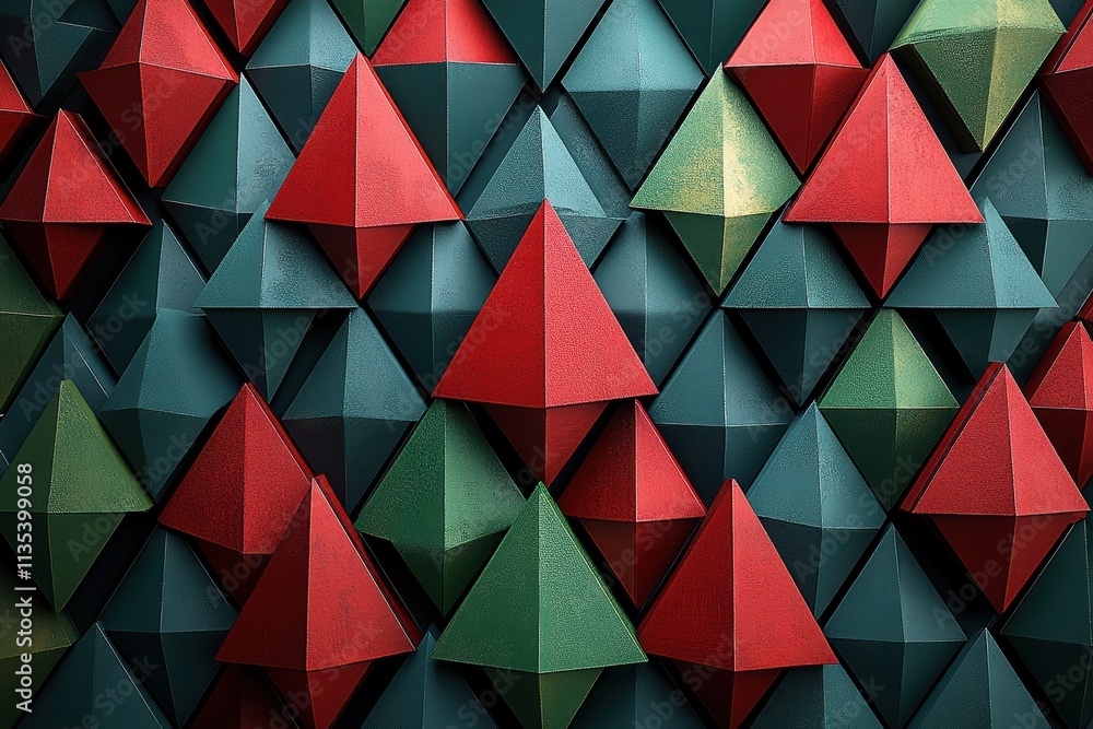 Aufkleber geometric composition of red and green triangles creating a modern design element