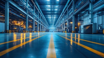 Fototapeta premium Modern Industrial Warehouse Interior. Concept of Manufacturing, Logistics, and Industry.