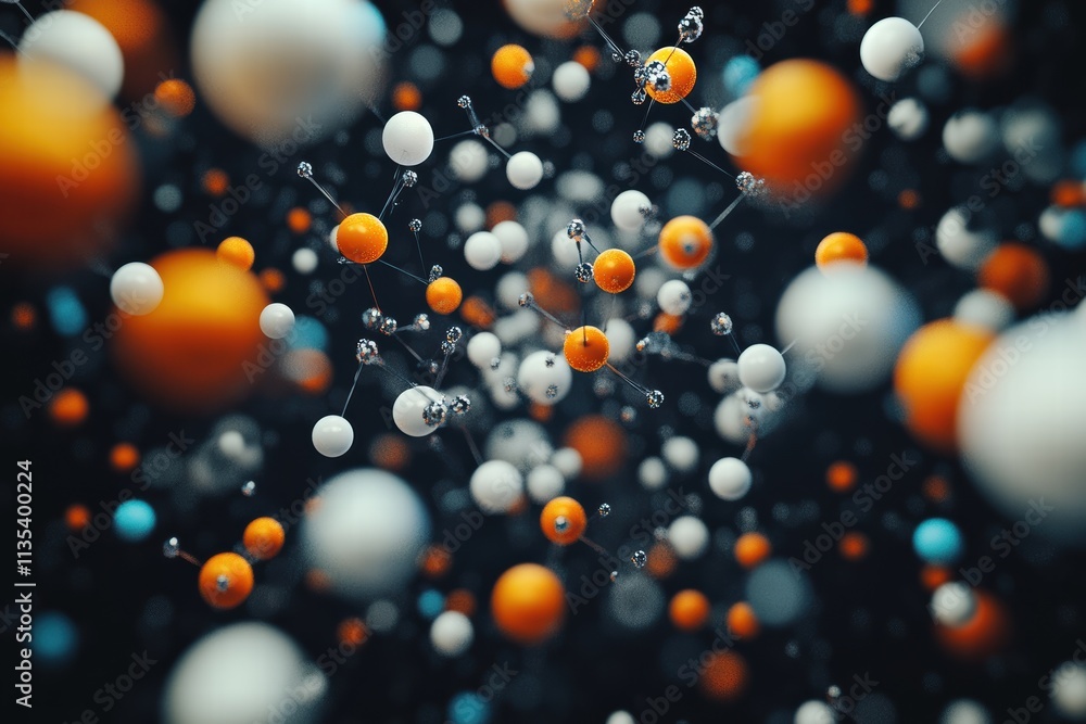Poster nanoparticles create an abstract composition in a colorful arrangement